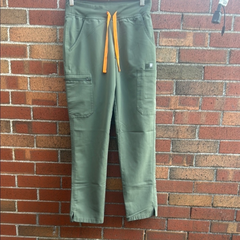 Figs Olive Green Cargo  with Orange Drawstring